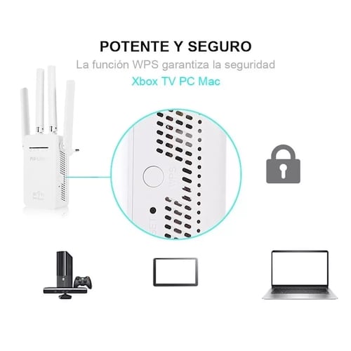 Amplificador Wifi Extensor Rango Repetidor Señal De 4 Antena