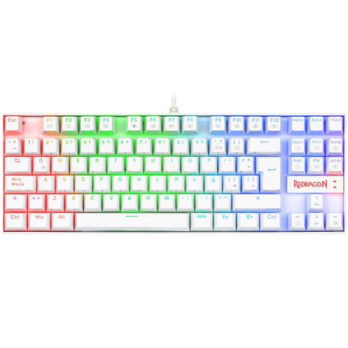 Teclado Redragon Kumara White K552W-RGB Mecanico Switch Red Gaming Español.