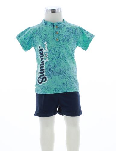 Conjunto Niño Bebé Shorts y Playera Azul 3488 1 a 4 Años.