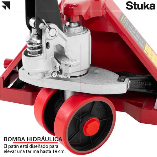 Patín Hidráulico Stuka Transpaleta para Carga de Tarimas 2.5 Toneladas (2500 kg)