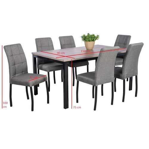 Comedor Adra Gris 6 Sillas Tubular.