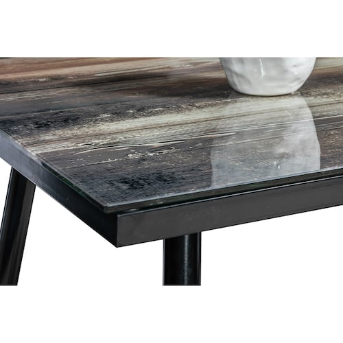 Comedor Toyo Negro 4 Sillas Rectangular Tubular y Cristal.