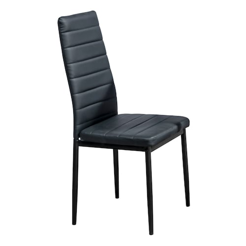 Comedor Toyo Negro 4 Sillas Rectangular Tubular y Cristal.