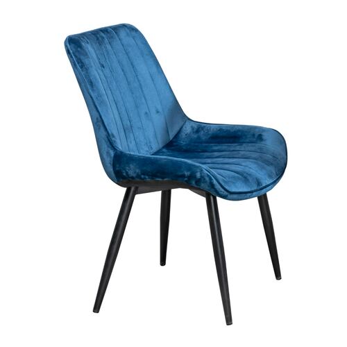 Comedor Java Azul 4 Sillas Redondo Tubular y Cristal.