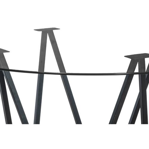 Comedor Java Azul 4 Sillas Redondo Tubular y Cristal.