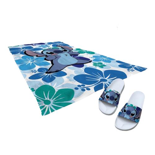Juego De Sandalias Y Toalla de baño Diseño Bob Esponja Y Patricio, Arenita, Stitch