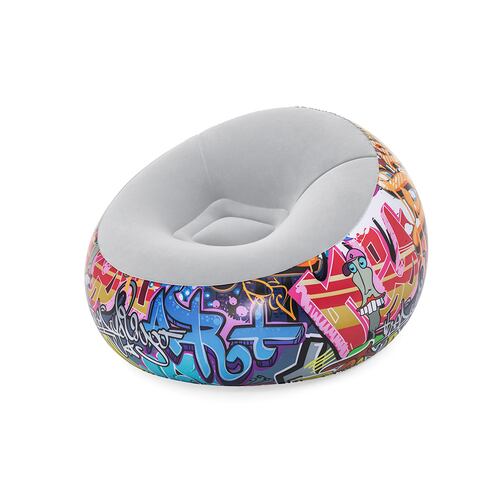 Sillón Inflable Aterciopelado Diseño Graffiti Estilo Puff