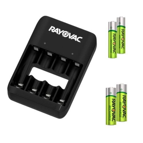 Cargador pilas Rayovac con baterias recargables 2 AA + 2 AAA