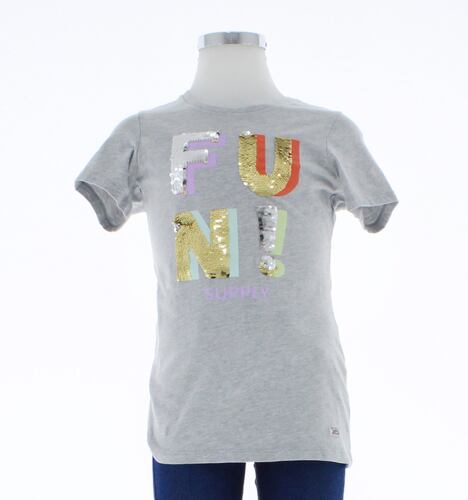 Playera Niña Color Gris Blusa Lentejuelas 3509 1 A 16 Años.
