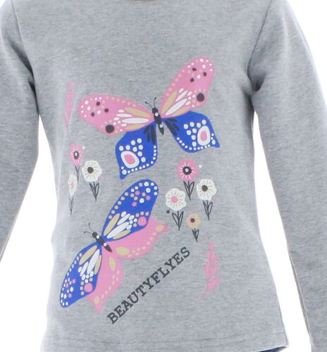 Playera Para Niña Color Gris Blusa Mariposa 3513 1 A 16 Años.