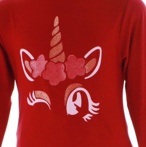 Playera Para Niña Color Rojo Blusa Unicornio 3525 1-16 Años.