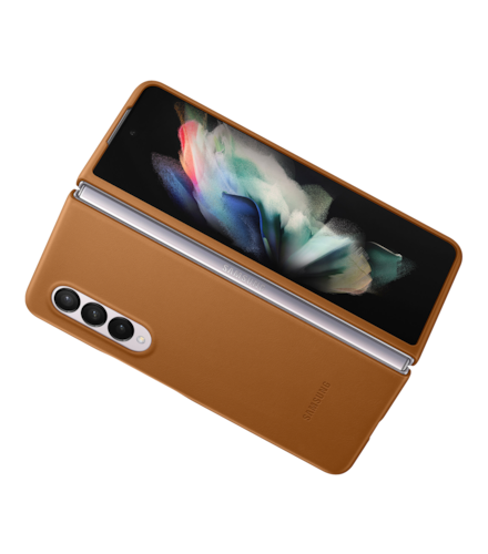 Funda Samsung Piel Leather Cover Para Galaxy Z Fold 3 Café