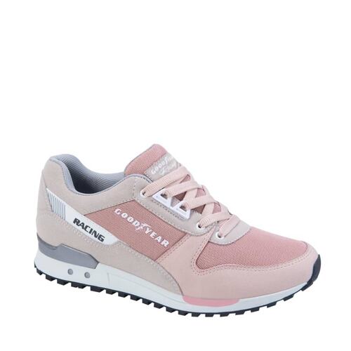 Tenis urbano retro Goodyear Racing color rosa para mujer, mod. 998312