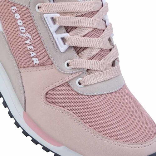 Tenis urbano retro Goodyear Racing color rosa para mujer, mod. 998312