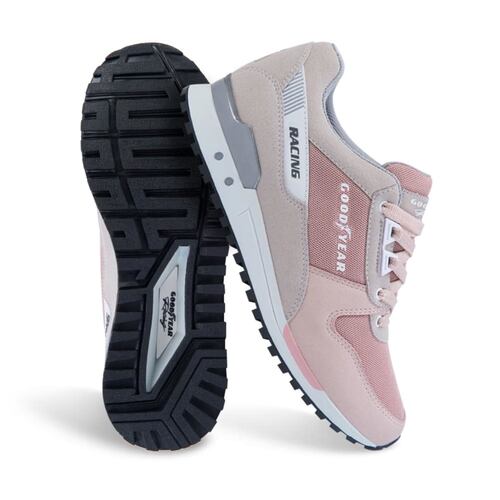 Tenis urbano retro Goodyear Racing color rosa para mujer, mod. 998312
