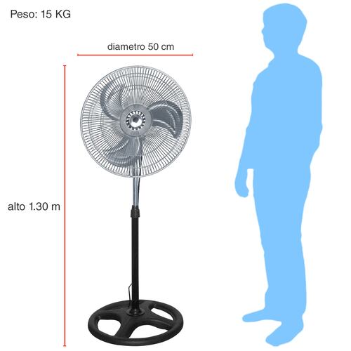 Ventilador Pedestal  3 en 1 Aspas Metal 1.3 Mt Altura 