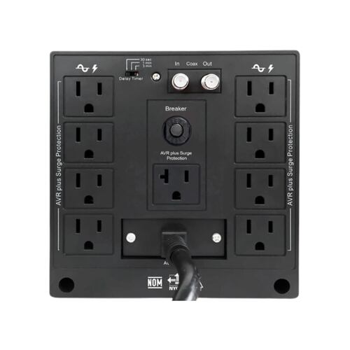 Regulador de Voltaje CDP R-AVR 2408 de 2400VA/1800W con 9 Contactos, Línea Blanca.