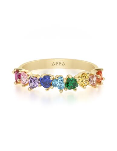CHURUMBELA 14K ORO AMARILLO GEMAS CORAZONES COLORES ABBA JOYAS.