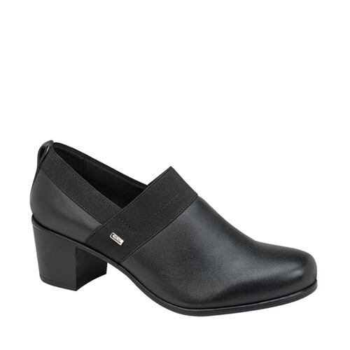 Zapato casual de piel marca Flexi color negro, con tacón ancho, mod. 1039231