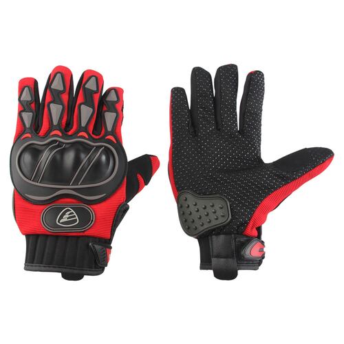 Guantes Moto ITALIKA aptos pantalla táctil protección nudillos ROJOS