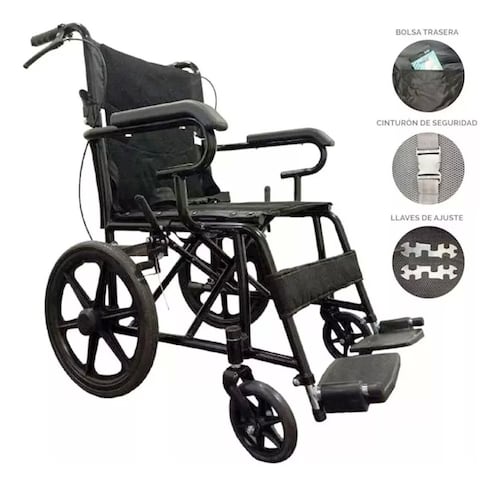 Silla De Ruedas Traslado Ultra Ligera Negro Ecg07 Mobicare.
