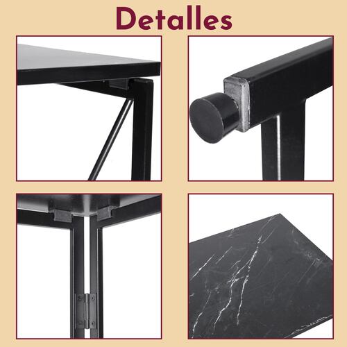 Mesa Plegable Escritorio Estilo Industrial de Marmol Negro