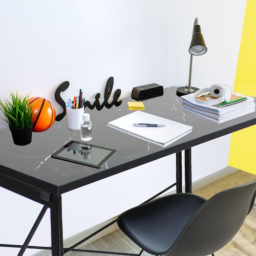 Mesa Plegable Escritorio Estilo Industrial de Marmol Negro