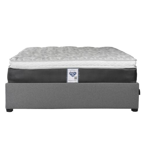 Colchón Queen Size Spring Air Marte con Base Cama Dicasa Orleans Gris y Edredon Palermo
