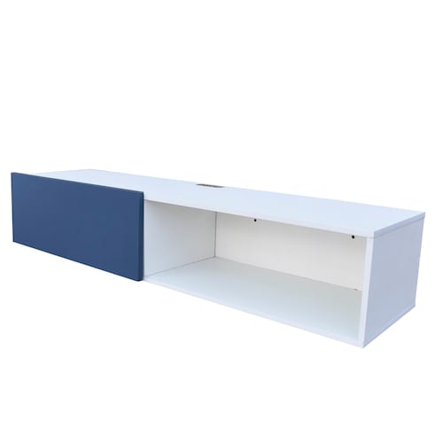Centro De Entretenimiento para tv Flotante Hogare  color Blanco Azul.