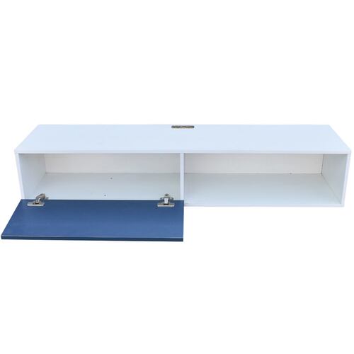 Centro De Entretenimiento para tv Flotante Hogare  color Blanco Azul.