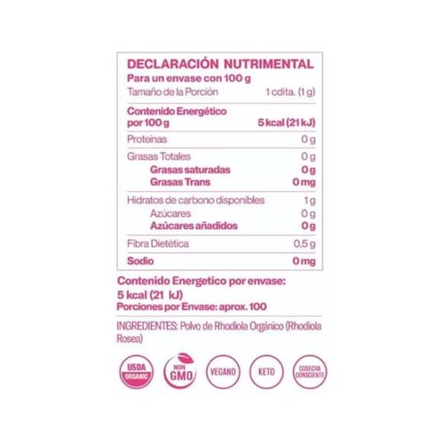 Rhodiola Rosea Adaptógeno 50g Commons Polvo 100% Orgánico