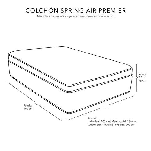 Colchón Queen Size Spring Air Premier con Cabecera Dicasa Bilbao y Box Rivoli Gris