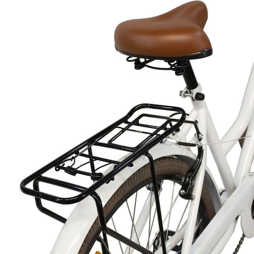 Bicicleta Vintage Retro R26 Clasica Urbana 6 Velocidades Canastilla Plegable Asiento Ajustable Frenos V.Break Blanca  Centurfit 