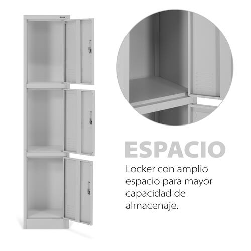 Locker Metalico guardex 3 Puertas Casilleros de Almacenamiento 180 cm con Llave