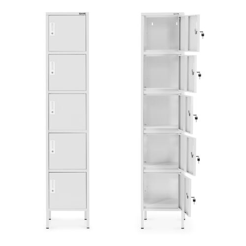 Locker Metálico Guardex  Vertical 180 cm, 5 Gavetas con Cerradura para Oficina Escuela Gimnasio