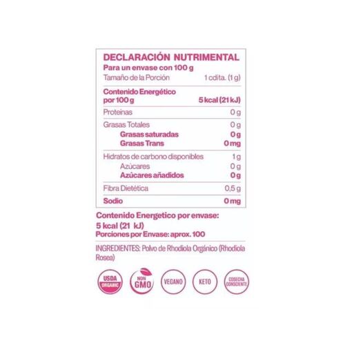 Rhodiola Rosea Adaptógeno 100g Commons Polvo 100% Orgánico