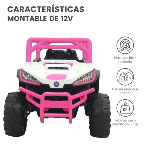 Montable Electrico Control Remoto 5KM/H Musica 12V Luz y Sonido  - Rosa