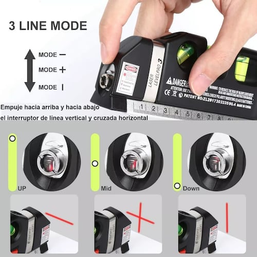 Nivel Laser Nivel Burbuja 3 Modos Flexometro De 5m