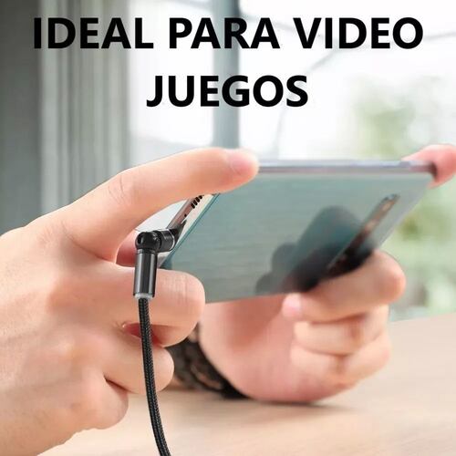 Cable Cargador Usb Magnetico 3 En 1 Rotativo 540 grados 1 Metro Negro.