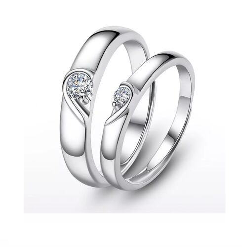 2 Anillos Promesa Plata Fina 925 Corazon Parejas Compromiso Plata