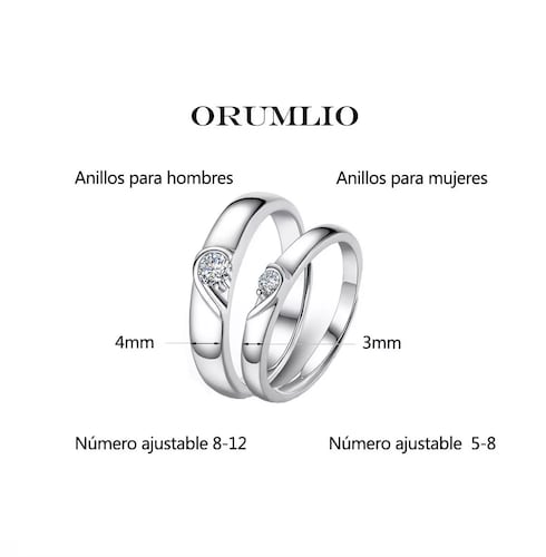2 Anillos Promesa Plata Fina 925 Corazon Parejas Compromiso Plata