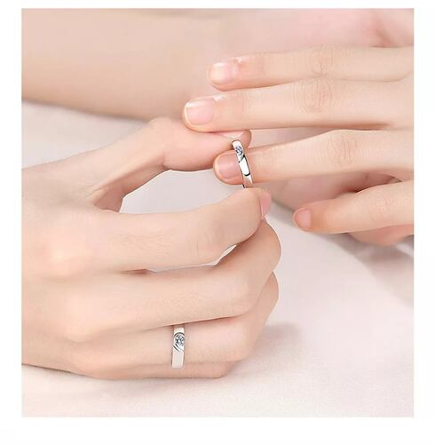 2 Anillos Promesa Plata Fina 925 Corazon Parejas Compromiso Plata