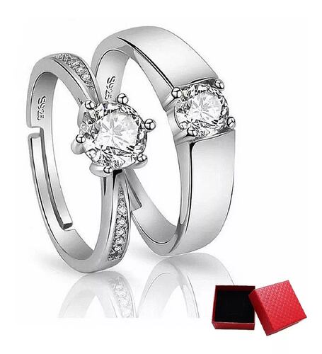 6pcs Anillos De Pareja Plata Compromiso Promesa Ajustable