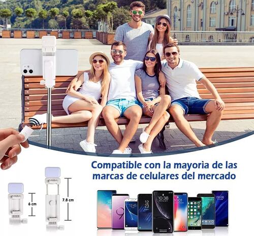 Palo Selfie Trípode Bluetooth Selfie Stick Control Remoto Blanco.