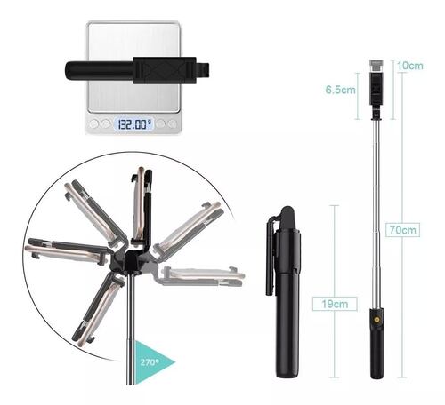 Palo Selfie Trípode Bluetooth Selfie Stick Control Remoto Blanco.