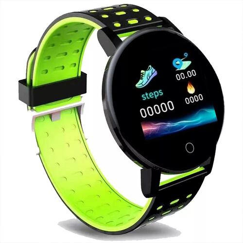 Reloj Inteligente Smartwatch 119 Plus Contra Agua Oxímetro Verde.