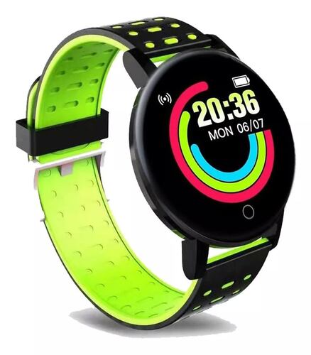Reloj Inteligente Smartwatch 119 Plus Contra Agua Oxímetro Verde.