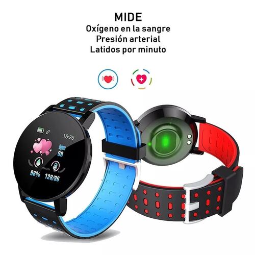 Reloj Inteligente Smartwatch 119 Plus Contra Agua Oxímetro Verde.
