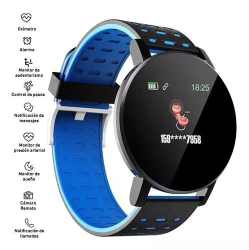 Reloj Inteligente Smartwatch 119 Plus Contra Agua Oxímetro Verde.