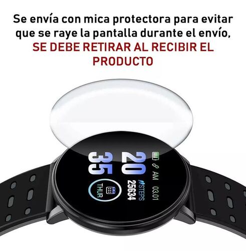 Reloj Inteligente Smartwatch 119 Plus Contra Agua Oxímetro Verde.